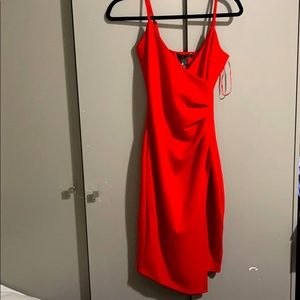 Red dress with a slit